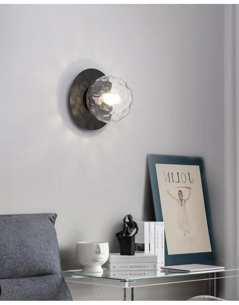 Opal Brass Frosted Globe Wall Sconce