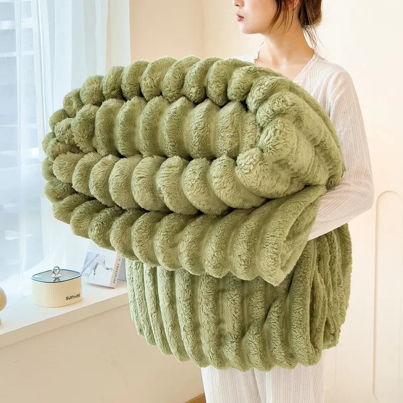Thea Wide-Stripe Flannel Throw