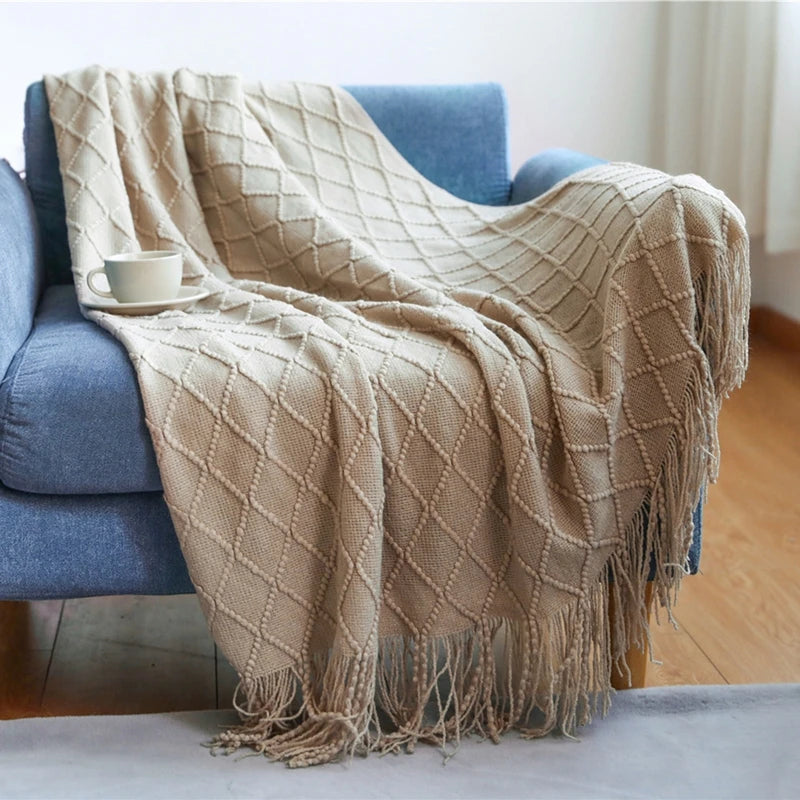 Poppy Chunky Tassel Knit Throw