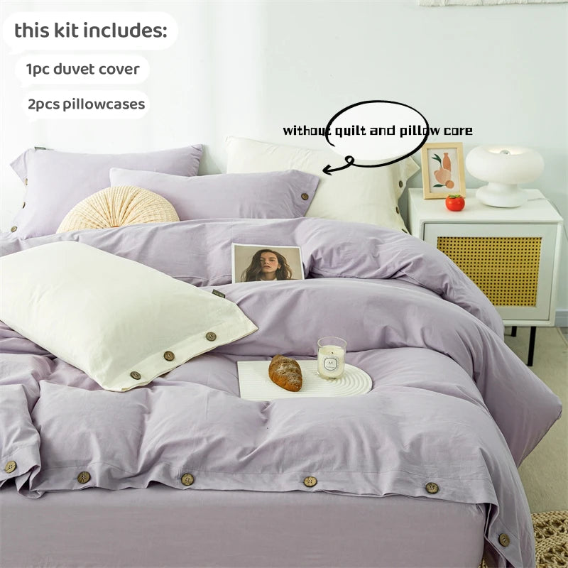 Oona Washed Cotton Button Duvet Set
