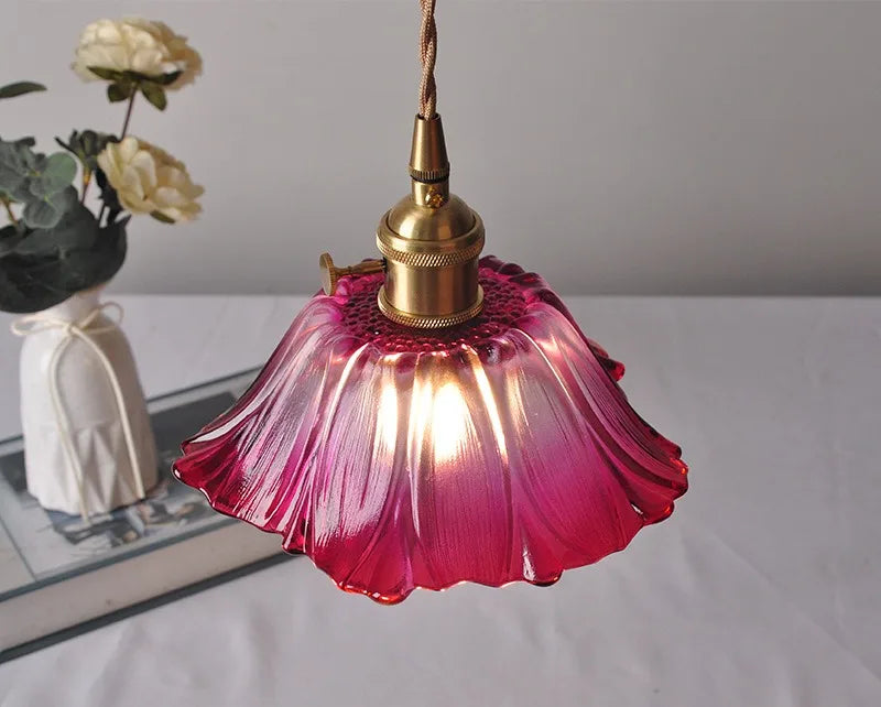 Flora Amber Glass Flower Pendant