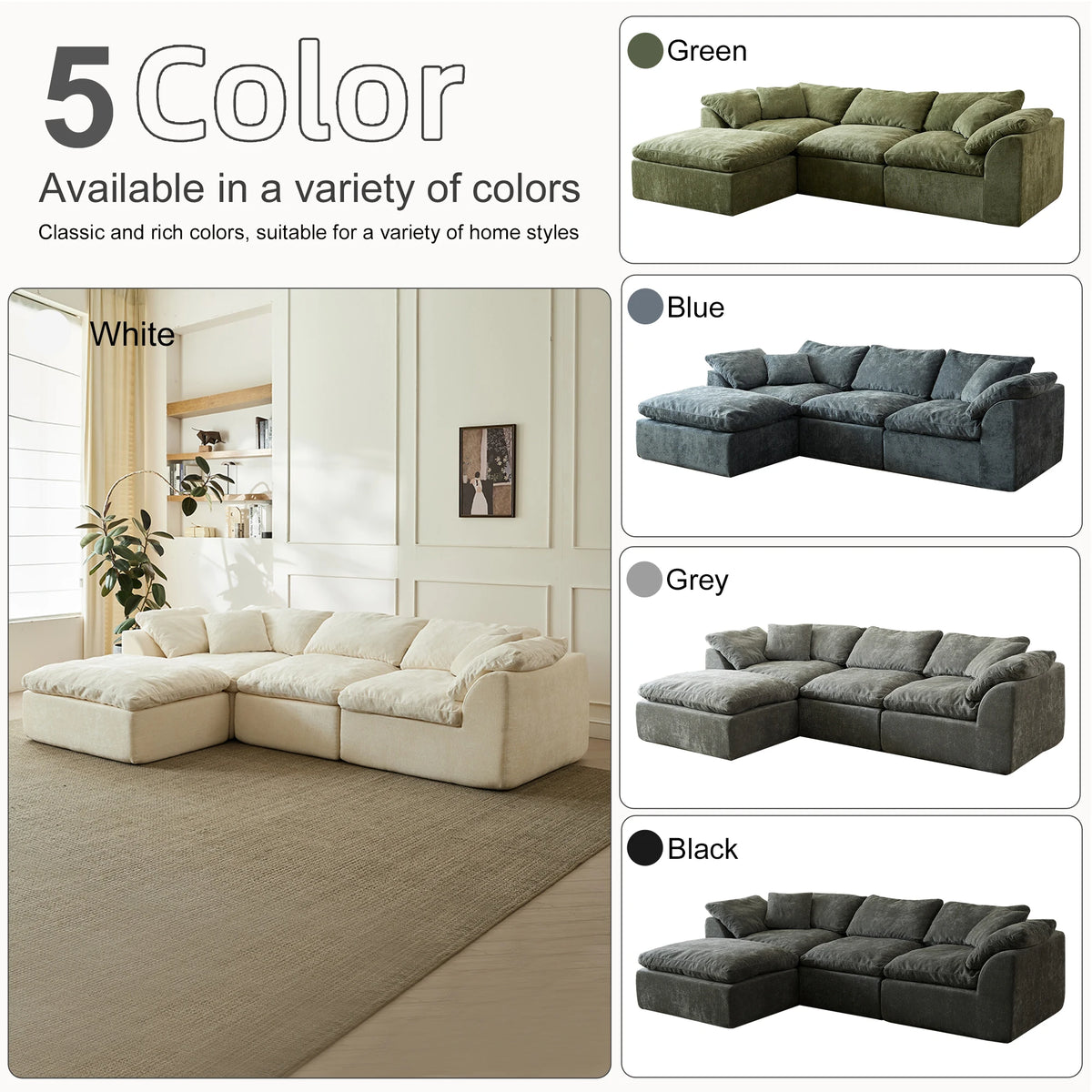 Olive Chenille Cloud Sectional