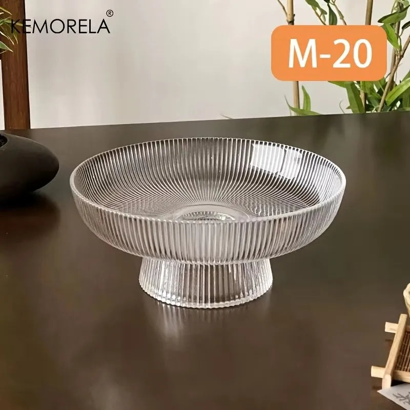 Lucia Ribbed Glass Pedestal Bowl