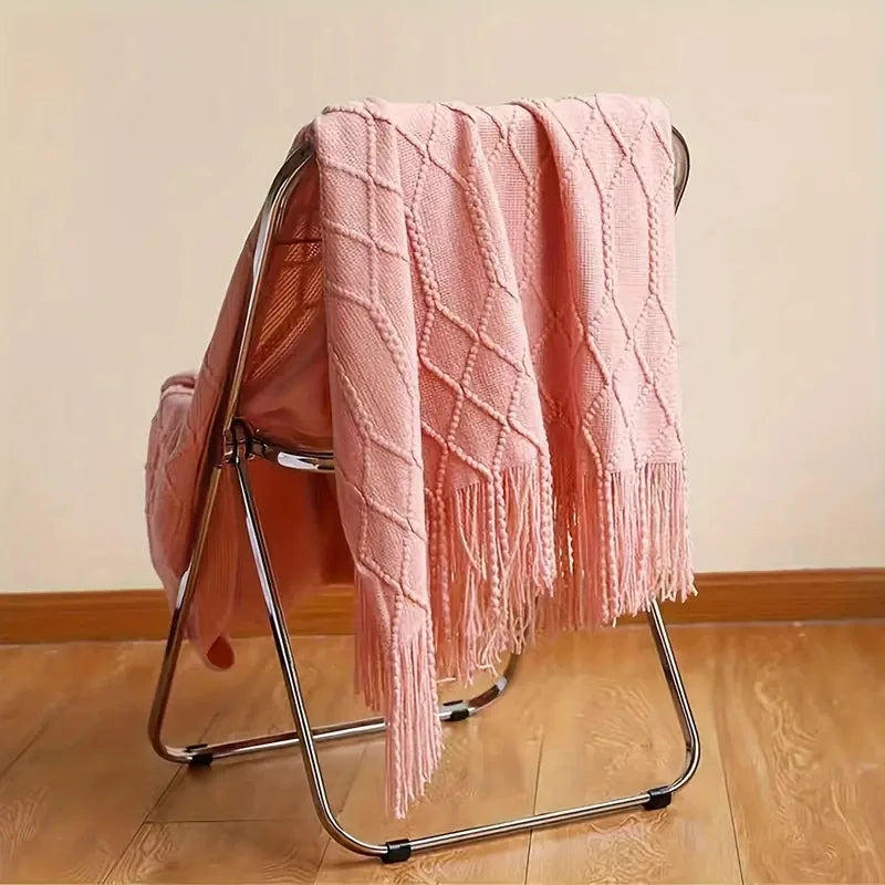 Poppy Chunky Tassel Knit Throw