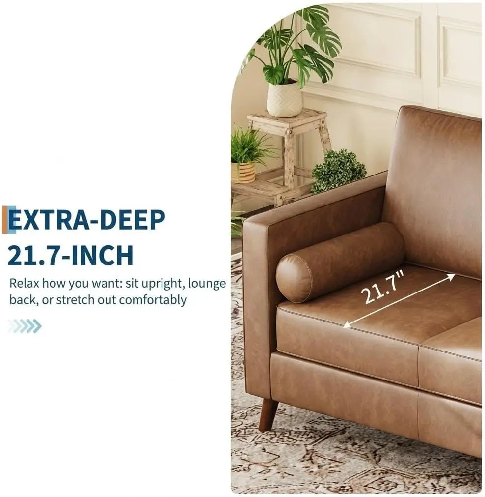 Rhodes Mid-Century Leather-Look Sofa
