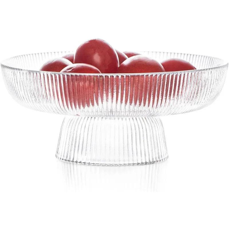 Lucia Ribbed Glass Pedestal Bowl