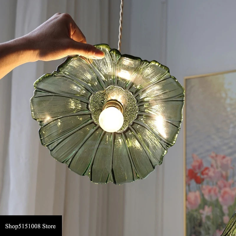 Flora Amber Glass Flower Pendant