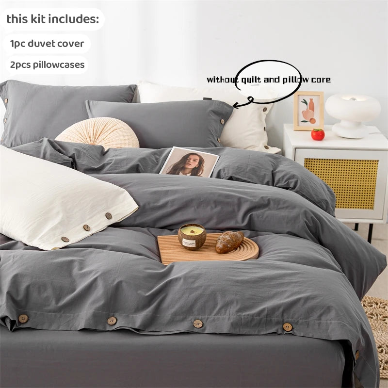 Oona Washed Cotton Button Duvet Set