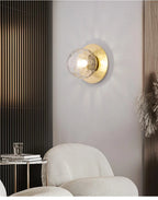 Opal Brass Frosted Globe Wall Sconce