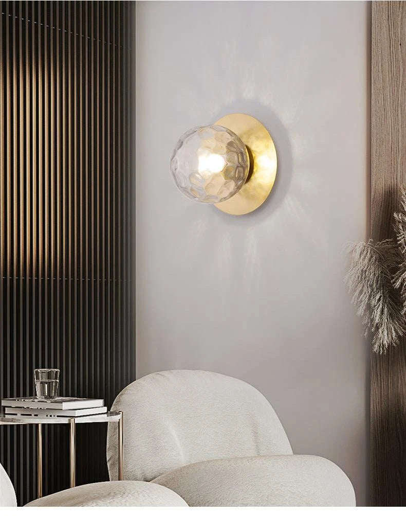 Opal Brass Frosted Globe Wall Sconce