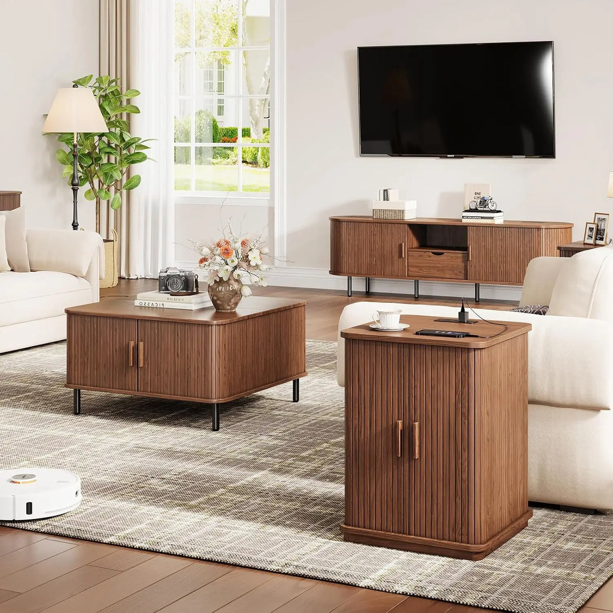 Nell Fluted Charging Nightstand