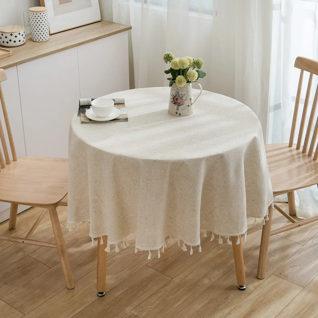 Celia Ruffled Linen-Blend Tablecloth