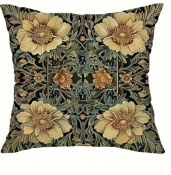 Meadow Botanical Linen Pillow Cover