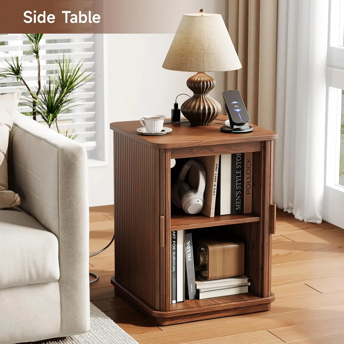 Nell Fluted Charging Nightstand