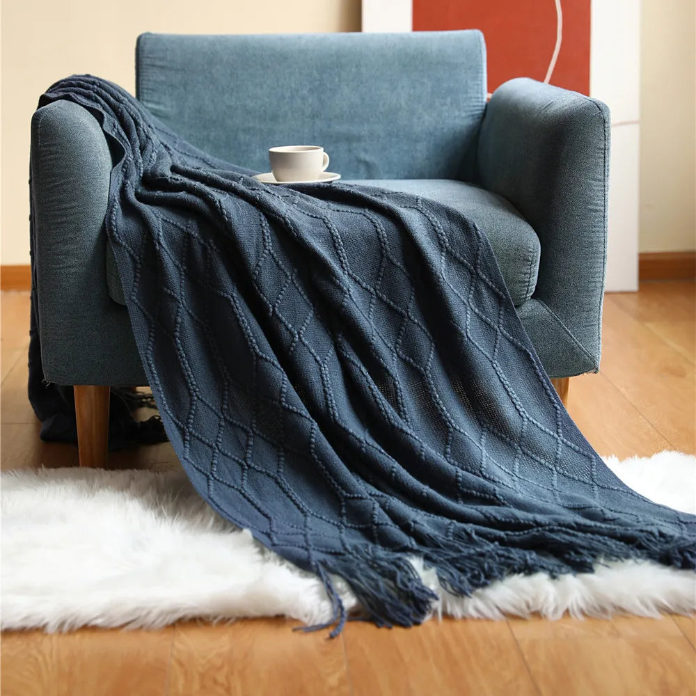 Poppy Chunky Tassel Knit Throw