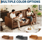 Rhodes Mid-Century Leather-Look Sofa