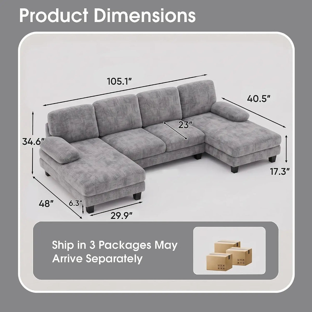 Monroe U-Shaped Convertible Sectional