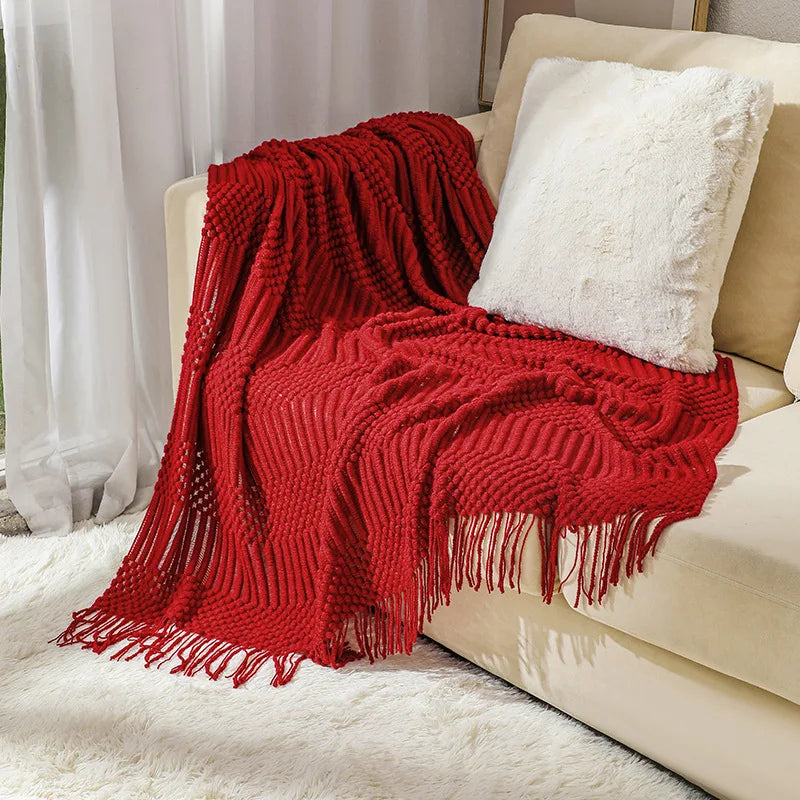 Poppy Chunky Tassel Knit Throw