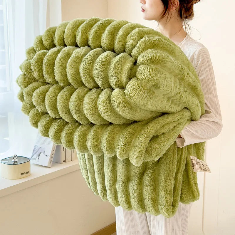 Thea Wide-Stripe Flannel Throw