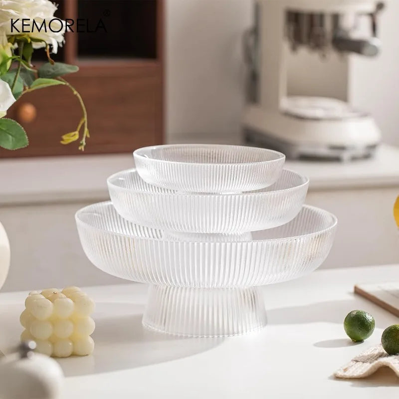 Lucia Ribbed Glass Pedestal Bowl