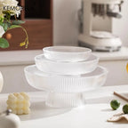 Lucia Ribbed Glass Pedestal Bowl