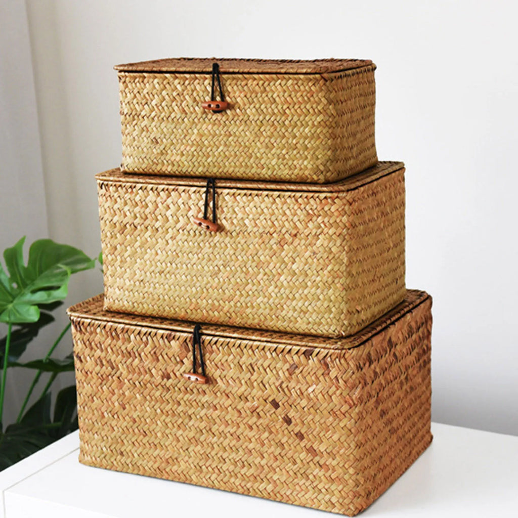 Nell Lidded Woven Storage Basket