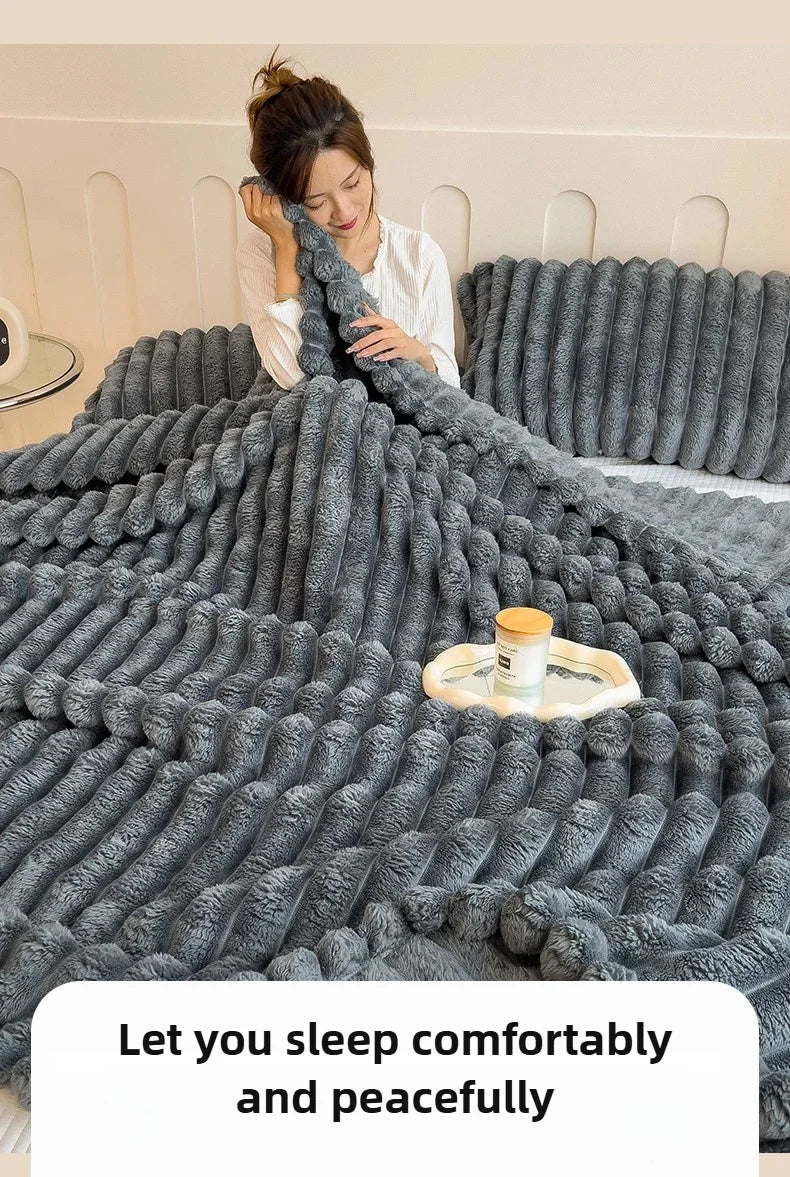 Thea Wide-Stripe Flannel Throw