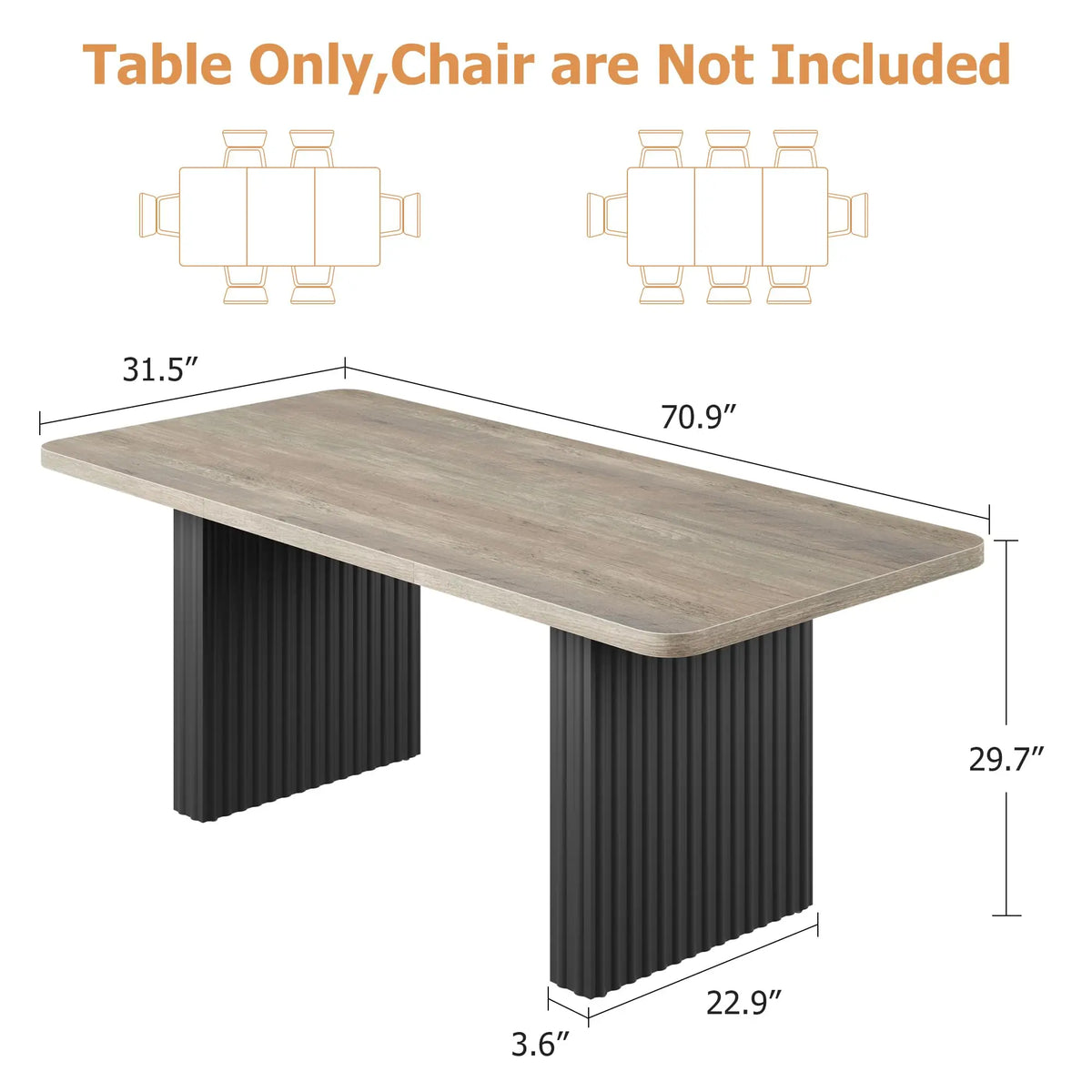 Rowan 71-Inch Fluted-Leg Dining Table