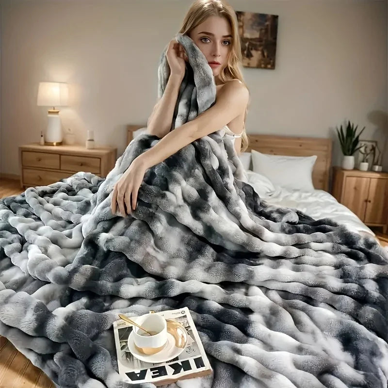 Fable Faux-Rabbit Fleece Throw