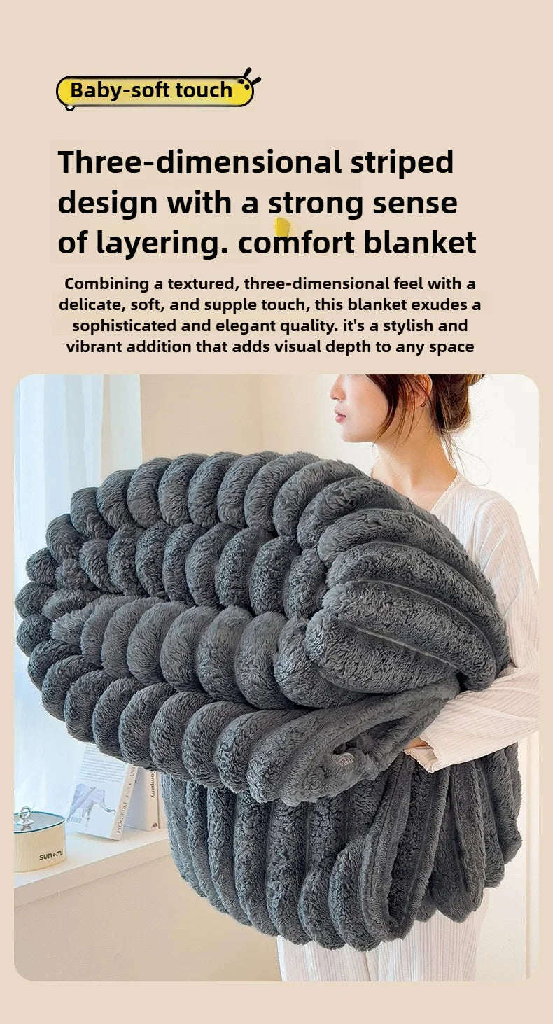 Thea Wide-Stripe Flannel Throw