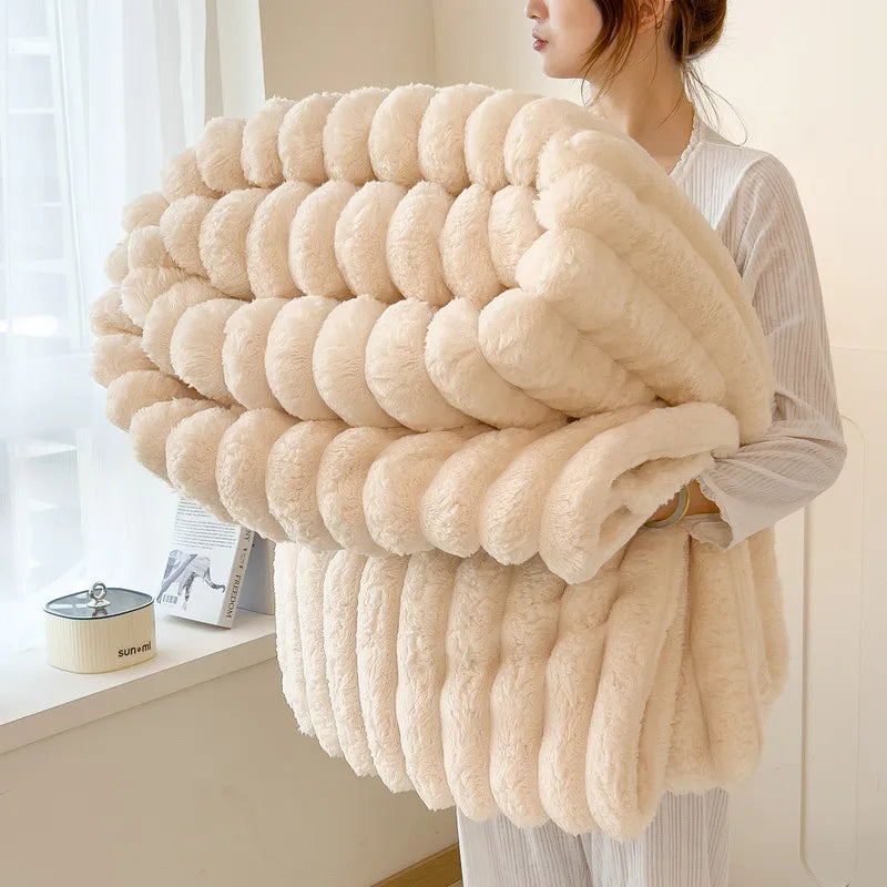 Thea Wide-Stripe Flannel Throw