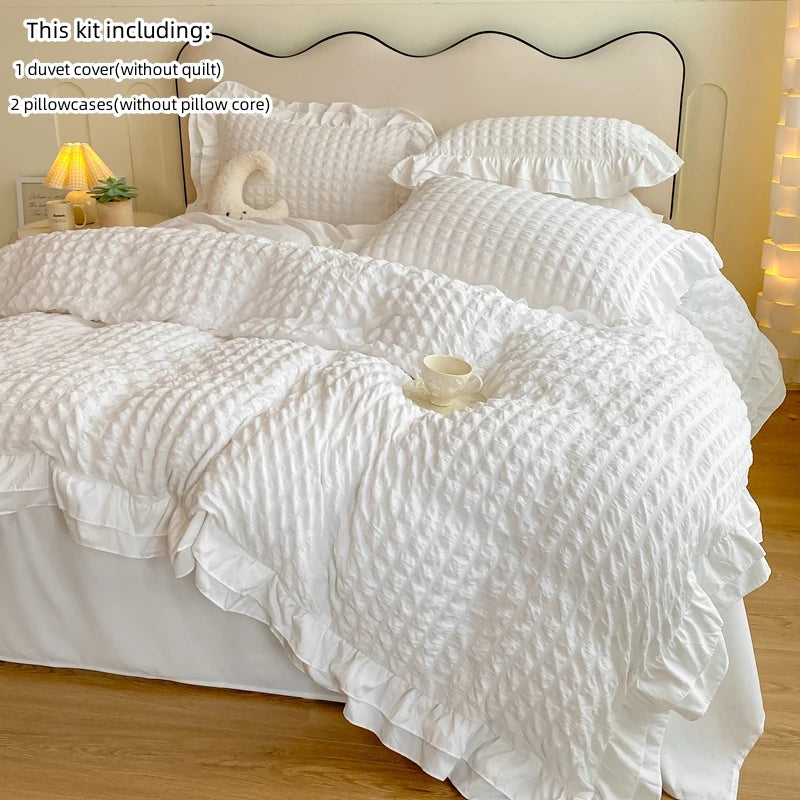 Liora Ruffled Seersucker Duvet Set