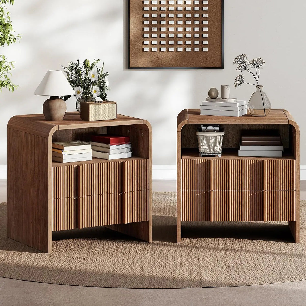 Maeve Fluted Bedside Table Set