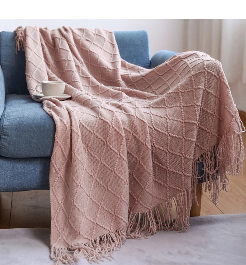 Poppy Chunky Tassel Knit Throw