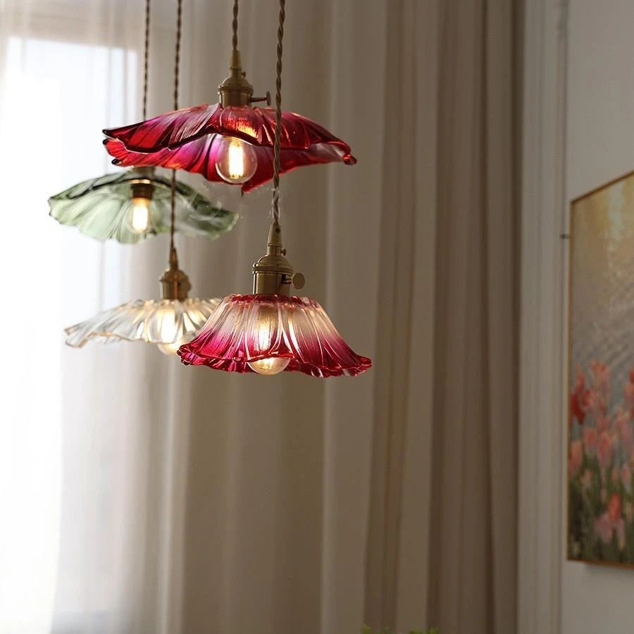 Flora Amber Glass Flower Pendant