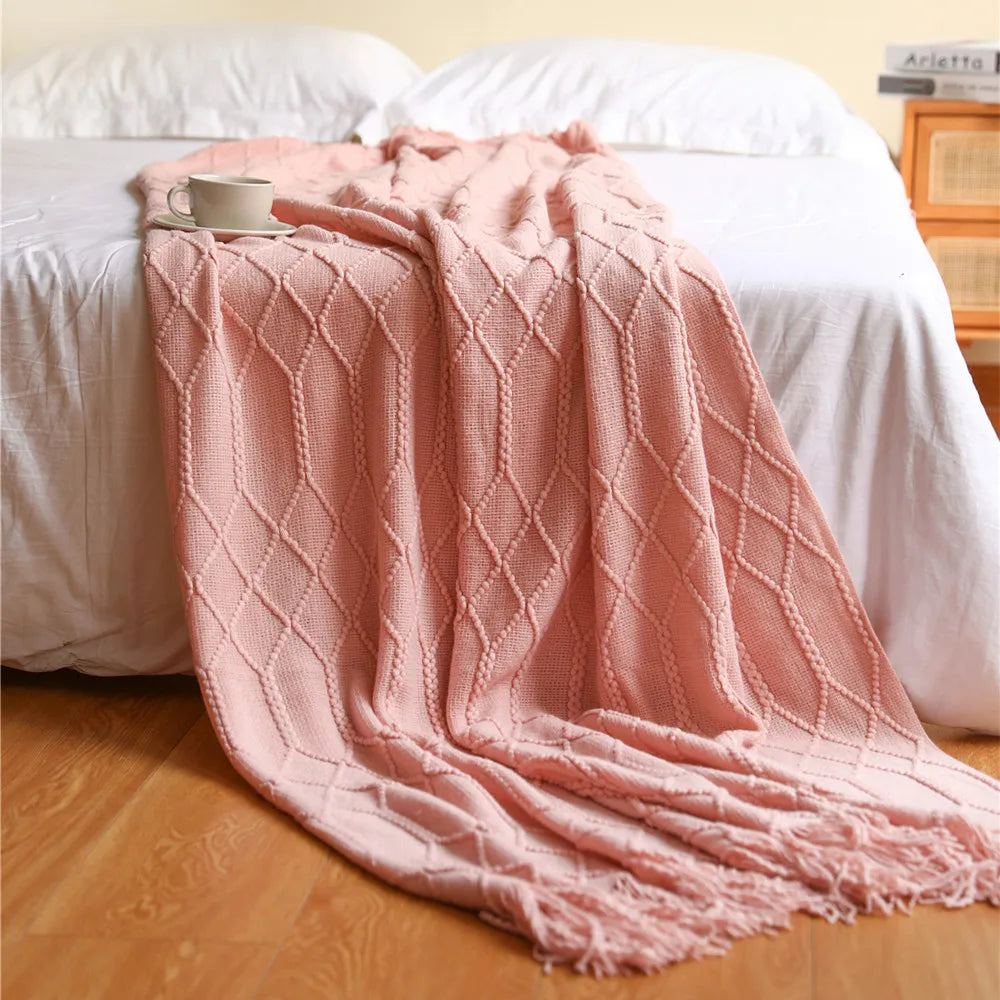 Poppy Chunky Tassel Knit Throw
