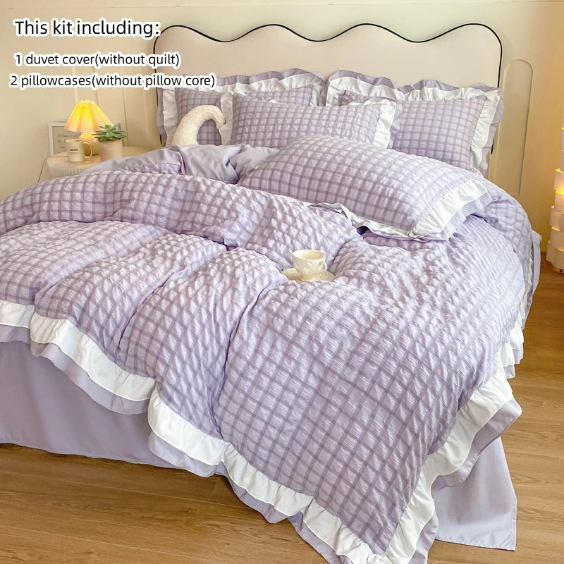 Liora Ruffled Seersucker Duvet Set