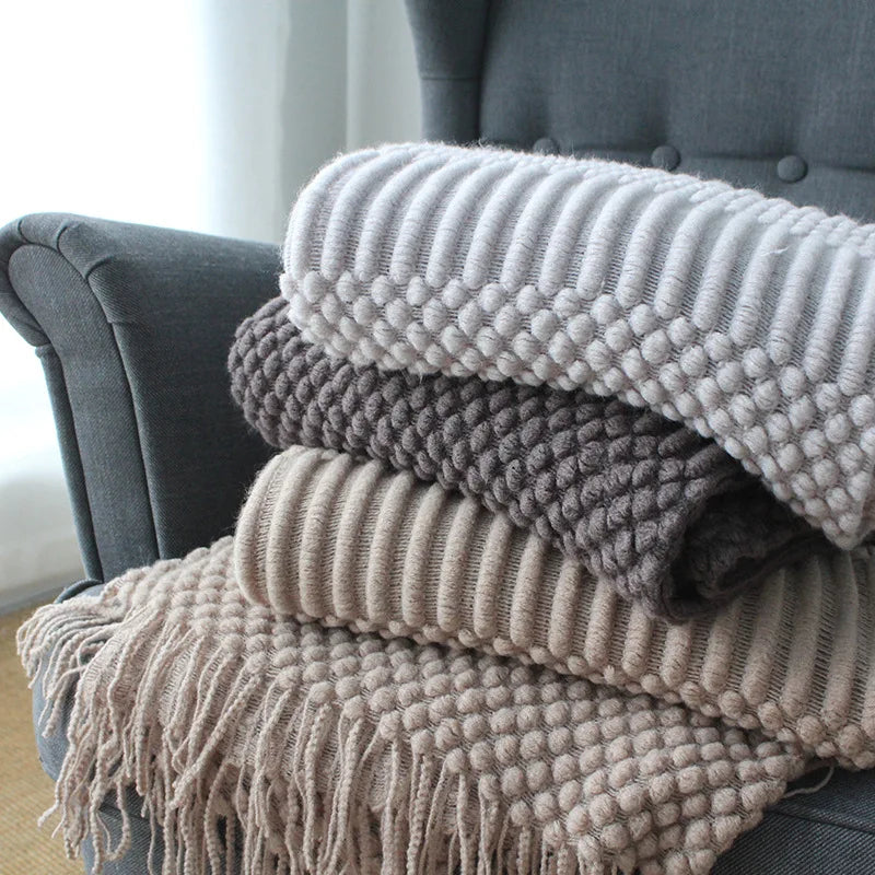 Poppy Chunky Tassel Knit Throw