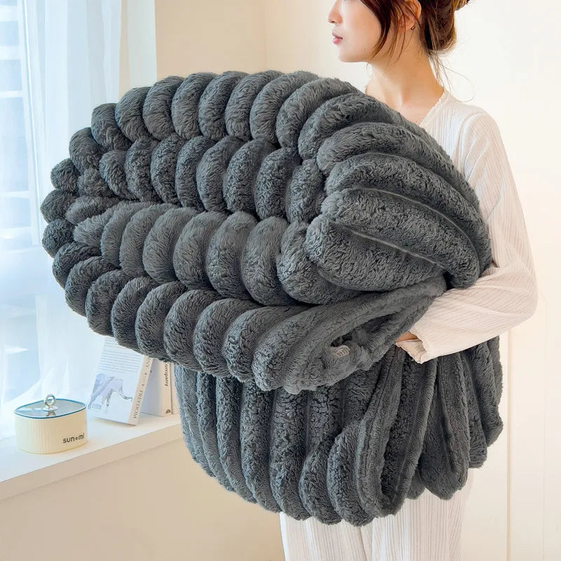 Thea Wide-Stripe Flannel Throw