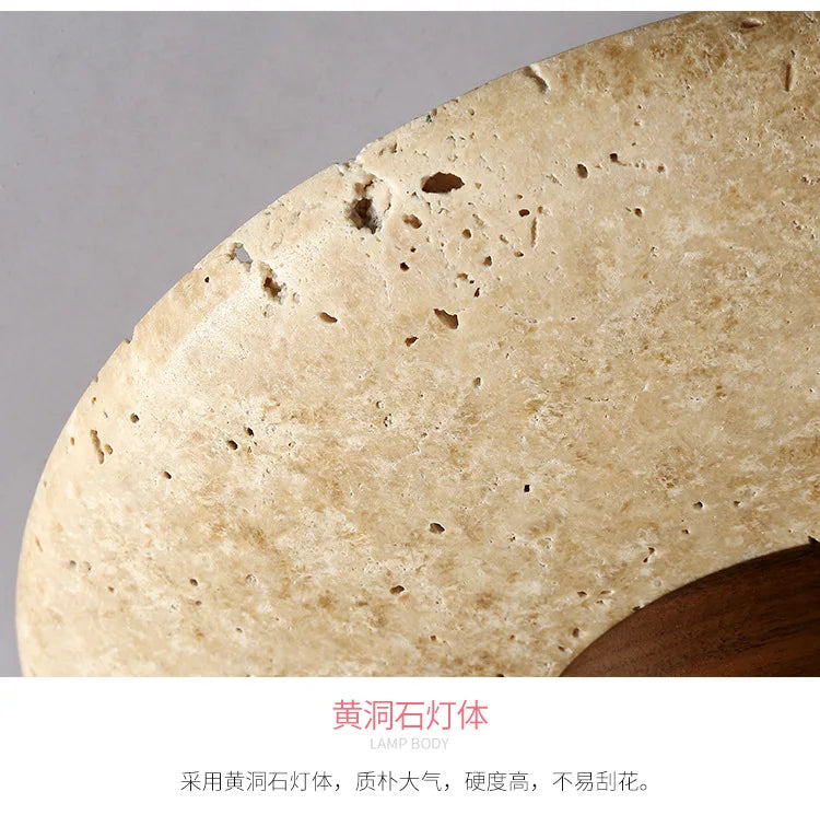 Talin Travertine & Wood Ceiling Light