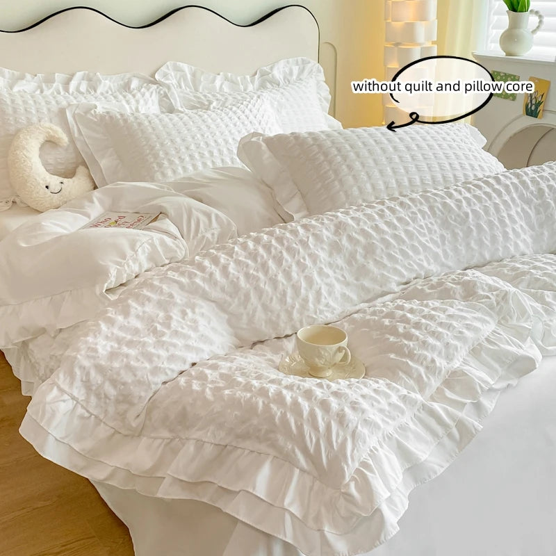 Liora Ruffled Seersucker Duvet Set
