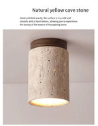 Talin Travertine & Wood Ceiling Light