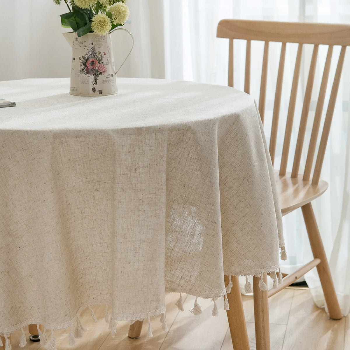 Celia Ruffled Linen-Blend Tablecloth