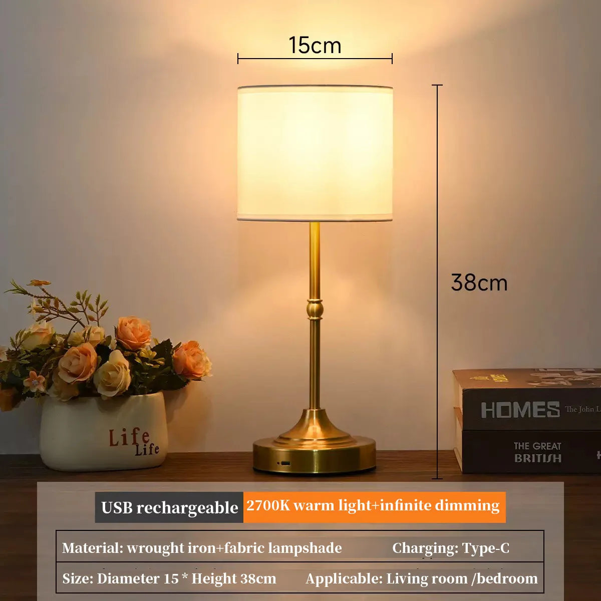 Tova Cordless Fabric Table Lamp