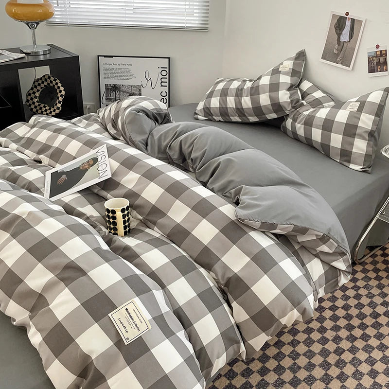 Kiso Washed Check Duvet Cover Set