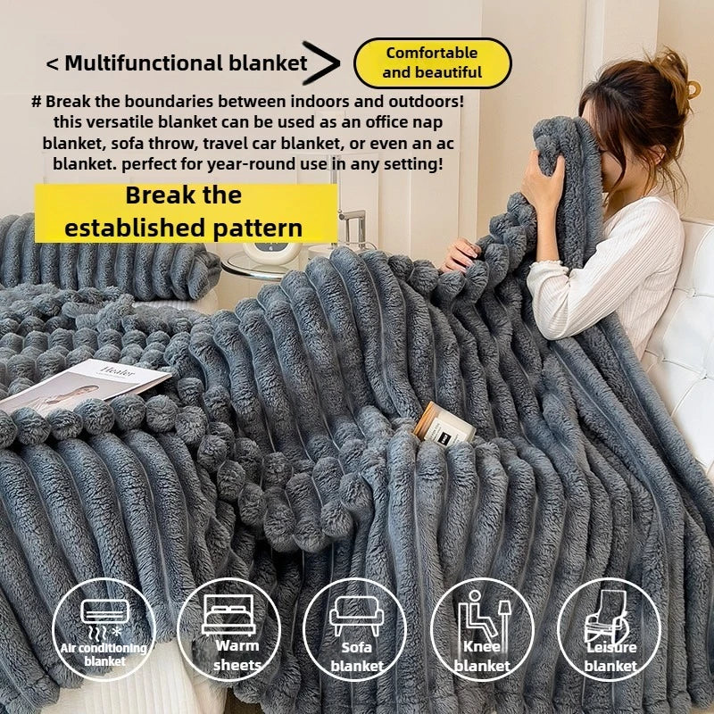 Thea Wide-Stripe Flannel Throw