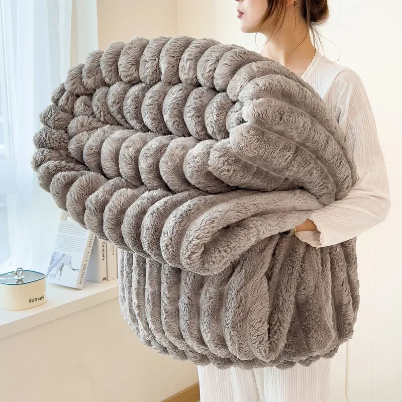 Thea Wide-Stripe Flannel Throw