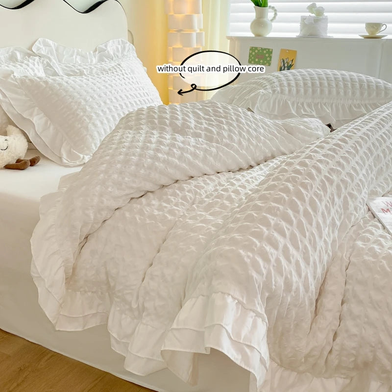 Liora Ruffled Seersucker Duvet Set