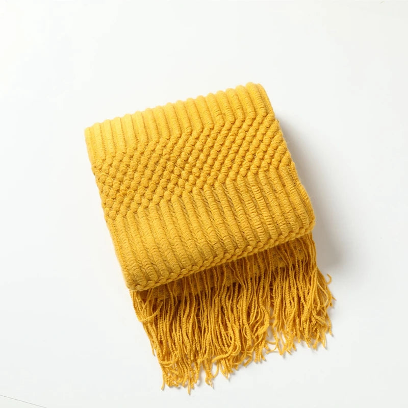 Poppy Chunky Tassel Knit Throw