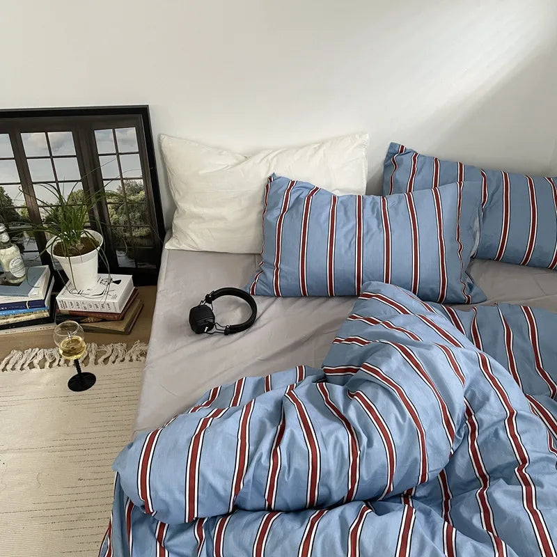 Beau Striped Cotton Duvet Set